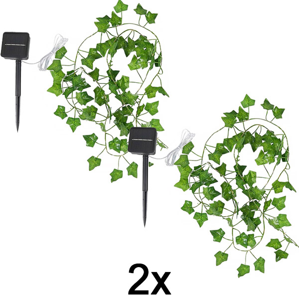 2x Solárne rozprávkové svetlá s umelými listami brečtanu (5 m) | LEAFGLO
