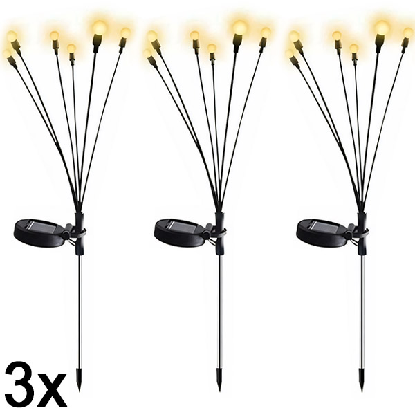 3x Solárna lampa s dvoma režimami (6 žiaroviek) | SOMPEX